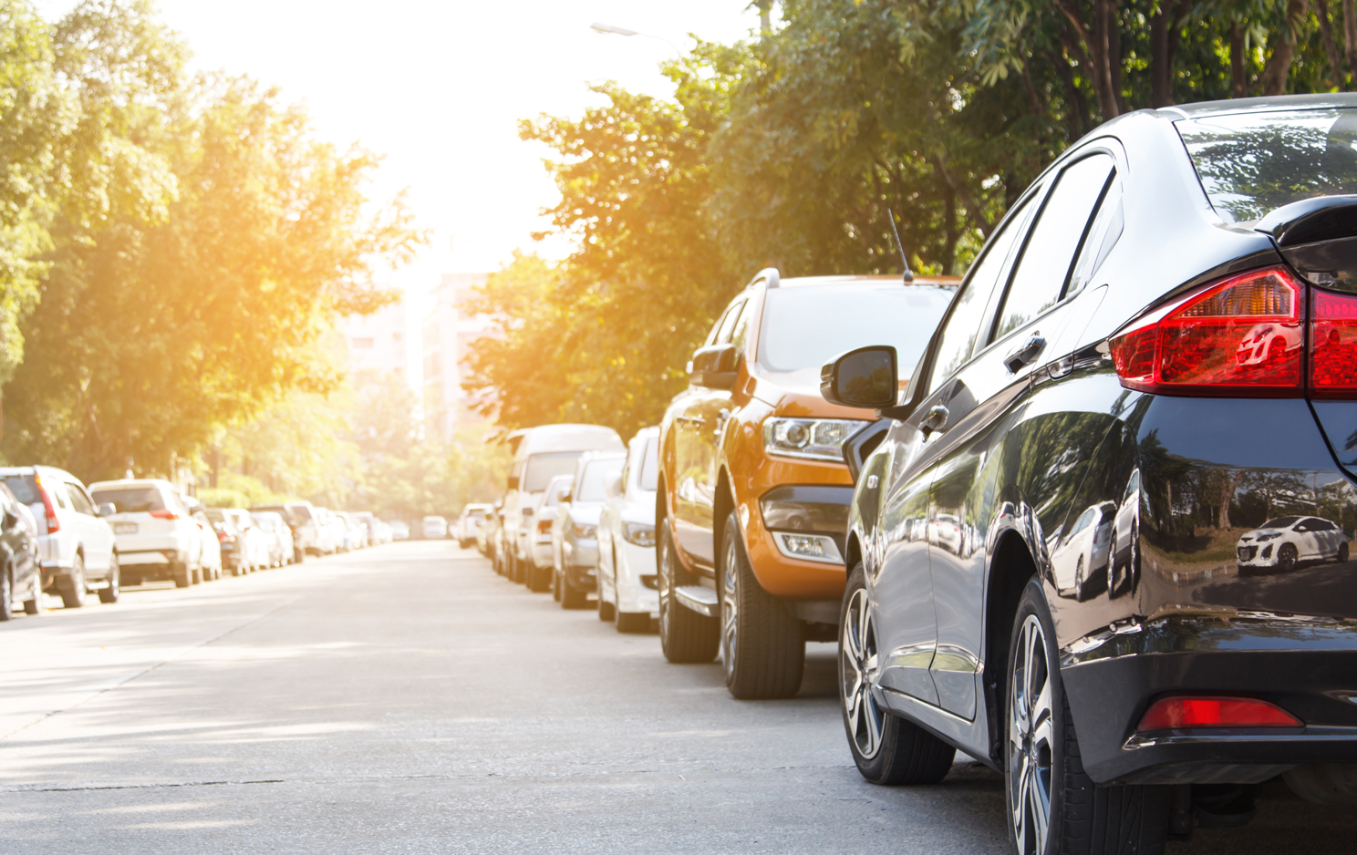 Steet parking cars on road